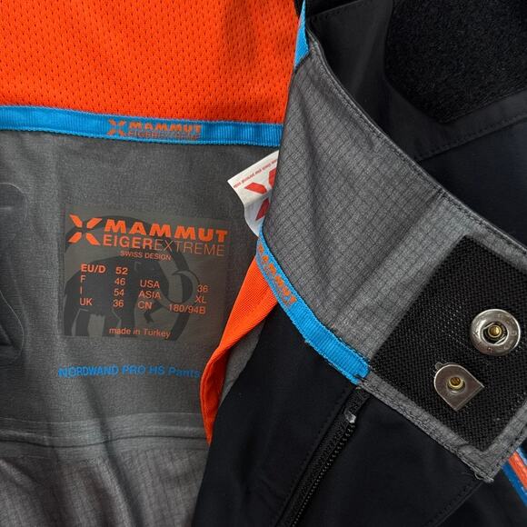 Men's, Sz 36, Mammut Eiger Extreme, GORE-TEX Pro Ski Bibs, Black - Picture 2 of 11